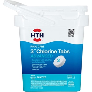 image:imageHTH 42056 Swimming Pool Care 3 Chlorine Tabs Ultra Swimming Pool Chlorinating Sanitizer 8lb15 lb Bucket