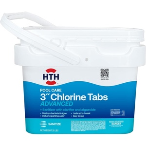 image:imageHTH 42056 Swimming Pool Care 3 Chlorine Tabs Ultra Swimming Pool Chlorinating Sanitizer 8lb25 lbs